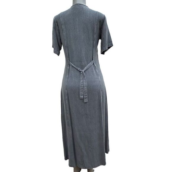 Lola P Boho Midi Dress Women's Small Gray Button Front Embroidered Bric a Brac - Picture 4 of 10